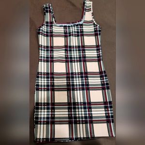 Square Neck Plaid Dress
